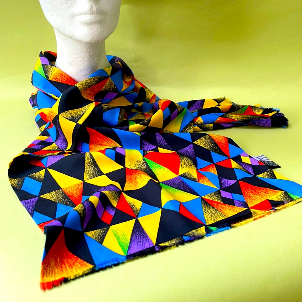 New Vintage Bright Multicolored Gianni Versace Silk Double Sided Scarf